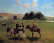 卡米耶 毕沙罗 : The Donkey Ride at Le Roche Guyon